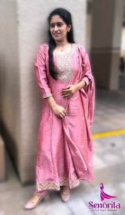 ANARKALI  LINEN SILK DRESS SM 036